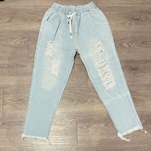Light Blue Distressed Women Jeans